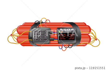 Realistic 3d bomb dynamite sticks with burning fuse. Vector Realistic 3d bomb dynamite sticks with burning fuse. Vector 119151551