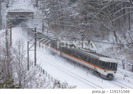 雪景色を行く特急しなの 雪景色を行く特急しなの 119151566
