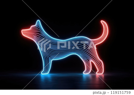 A dog is shown in a neon blue and red color 119151759