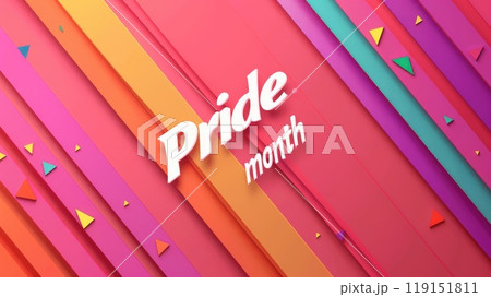 A colorful poster for Pride Month. The poster is made up of different colored stripes and has a rainbow design. The text reads Pride Month. A colorful poster for Pride Month. The poster is made up of different colored stripes and has a rainbow design. The text reads Pride Month. 119151811