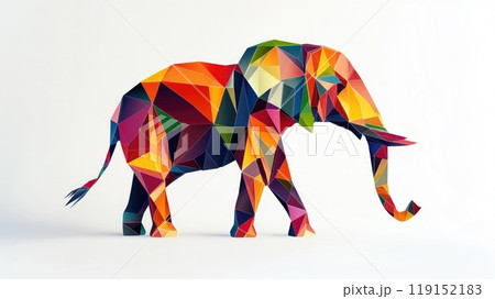A colorful elephant made of triangles 119152183