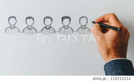 Hand Drawing of Continuous Line Art of Faces 119152212