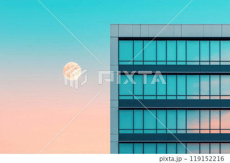 Moonlit Glow Over Contemporary Architecture at Dusk Moonlit Glow Over Contemporary Architecture at Dusk 119152216