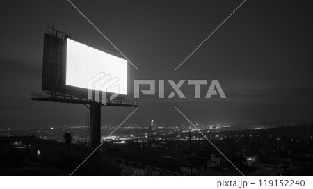 White blank billboard advertising with black and white tone, Outdoor large billboard, Copy space banner for advertising 119152240