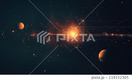 Cosmic Illumination, Abstract Geometric Solar System on Dark Minimalist Wallpaper 119152305