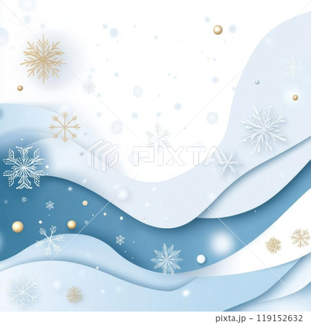 Elegant snowflakes and gentle waves create a serene winter background, perfect for seasonal designs and holiday greetings. 119152632