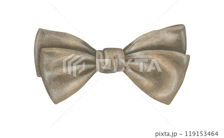 A watercolor illustration of a satin bow in soft brown tones. The hand drawn ribbon adds a graceful touch to wedding invitations, gift wrapping designs, or festive holiday cards with a vintage feel A watercolor illustration of a satin bow in soft brown tones. The hand drawn ribbon adds a graceful touch to wedding invitations, gift wrapping designs, or festive holiday cards with a vintage feel 119153464