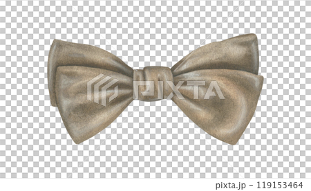 A watercolor illustration of a satin bow in soft brown tones. The hand drawn ribbon adds a graceful touch to wedding invitations, gift wrapping designs, or festive holiday cards with a vintage feel A watercolor illustration of a satin bow in soft brown tones. The hand drawn ribbon adds a graceful touch to wedding invitations, gift wrapping designs, or festive holiday cards with a vintage feel 119153464