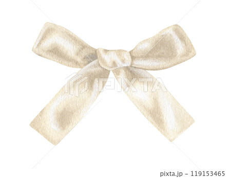 A soft watercolor illustration of a ribbon tied in a delicate bow. The pastel shades and vintage style make it ideal for neutral-themed holiday decor or elegant wedding packaging. Hand-drawn art A soft watercolor illustration of a ribbon tied in a delicate bow. The pastel shades and vintage style make it ideal for neutral-themed holiday decor or elegant wedding packaging. Hand-drawn art 119153465