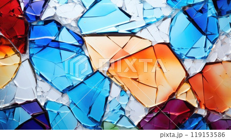 colorful smashed glass close up 119153586