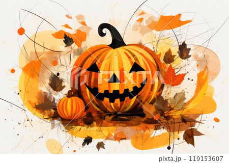 halloween pumpkin autumn collage illustration halloween pumpkin autumn collage illustration 119153607