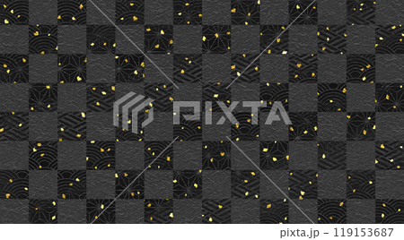 和紙質感の和風の背景、黒、新年の行事やお祝い事等へ 119153687