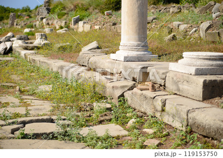 Ruins of an ancient Roman city. Archaeology excavation of Side, Turkey Ruins of an ancient Roman city. Archaeology excavation of Side, Turkey 119153750