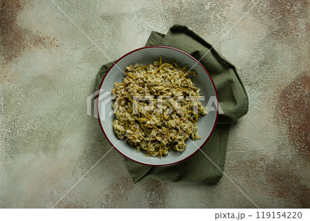 Jonjoli, Colchian klekachka, Georgian appetizer, pickled jonjoli, no people 119154220