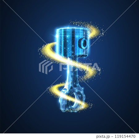 One piston and oil splash on blue. Motor oil concept One piston and oil splash on blue. Motor oil concept 119154470