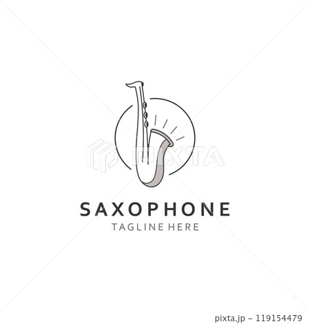 Saxophone music logo design simple modern and...のイラスト素材 [119154479] - PIXTA