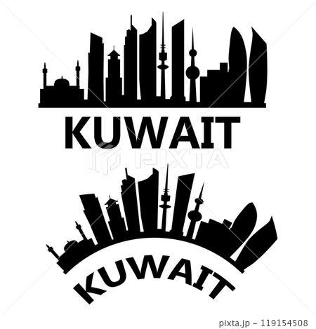 Kuwait city skyline silhouette. Kuwait skyline sign. Kuwait landscape city design. flat style. 119154508