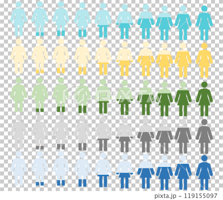 Women's graphic material illustrations and icon set 119155097
