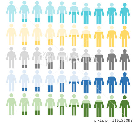 男性のグラフィック素材のイラストシツエッとアイコンセット 119155098