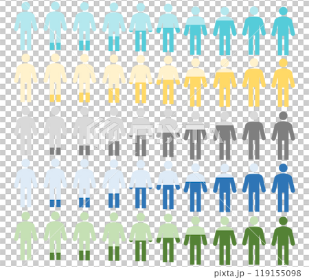 男性のグラフィック素材のイラストシツエッとアイコンセット 119155098