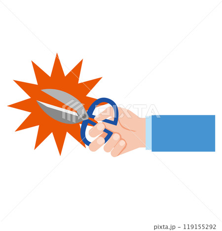 ハサミでカットする手 119155292