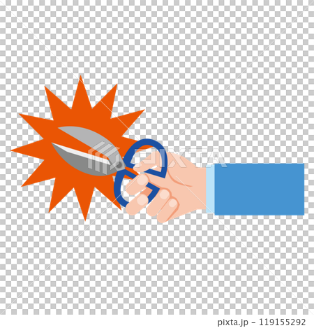 ハサミでカットする手 119155292