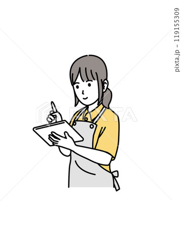 タブレットを使う介護士のイラスト タブレットを使う介護士のイラスト 119155309