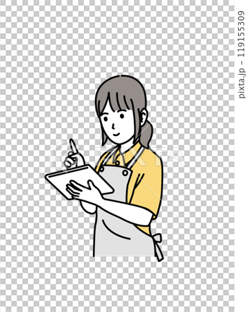 タブレットを使う介護士のイラスト タブレットを使う介護士のイラスト 119155309