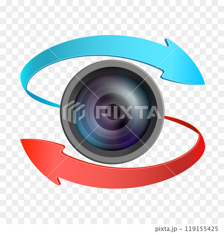 Camera lens like an eye with arrows around it 119155425