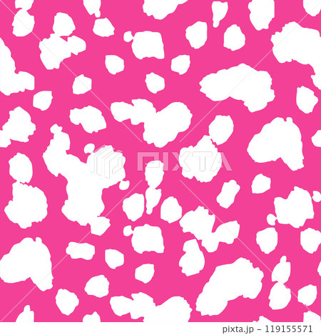 Abstract Shape seamless pattern with White spots. Vector doodle illustration on Pink background. Flat Template for fabrics, textiles, Wrapping paper, Print tshirt, Cover, Decoration Abstract Shape seamless pattern with White spots. Vector doodle illustration on Pink background. Flat Template for fabrics, textiles, Wrapping paper, Print tshirt, Cover, Decoration 119155571