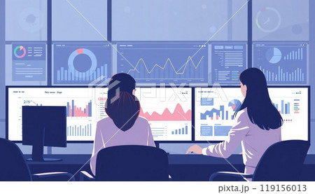 Business people working on monitor graph dashboard Technology and internet vector illustration 119156013