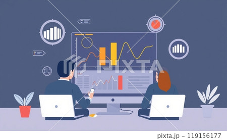 Business people working on monitor graph dashboard Technology and internet vector illustration 119156177