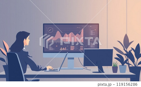Business people working on monitor graph dashboard Technology and internet vector illustration 119156286
