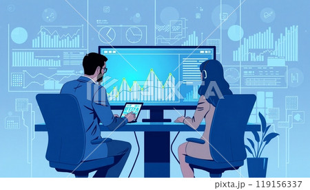 Business people working on monitor graph dashboard Technology and internet vector illustration 119156337