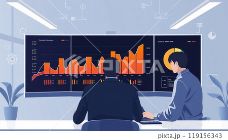 Business people working on monitor graph dashboard Technology and internet vector illustration 119156343