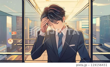 頭を抱えるビジネスマン 119156431