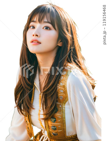 【背景透過】おしゃれでかわいい若い美女　アイドル　ロングヘア 119156468