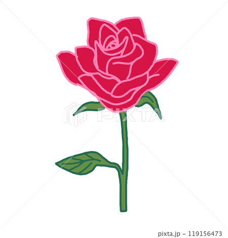 手描きのシンプルなバラの花イラスト 119156473