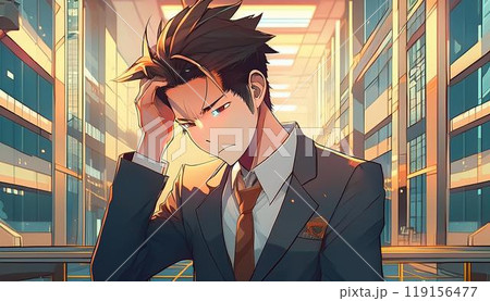 頭を抱えるビジネスマン 119156477