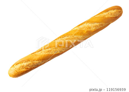 Baguette, French bread isolated on a white background. 119156939