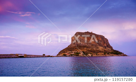 Monemvasia island at evening, Greece Monemvasia island at evening, Greece 119157280