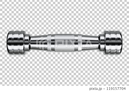 Blank Round Dumbbell, chrome weightlifting gym equipment side view 119157704