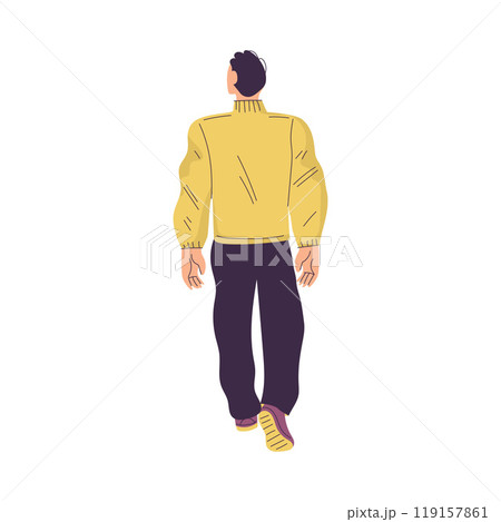 Man Character Standing from Behind Back View Vector Illustration Man Character Standing from Behind Back View Vector Illustration 119157861