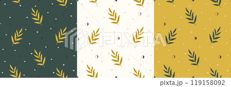 Floral autumn seamless pattern set. Branches and leaves 2d design 119158092