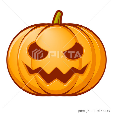 Halloween pumpkin, color vector cartoon illustration of Jack lantern, isolated on white 119158235