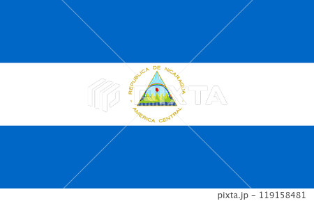 Official national flag of Nicaragua. Flag of the Republic of Nicaragua. Vector illustration 119158481