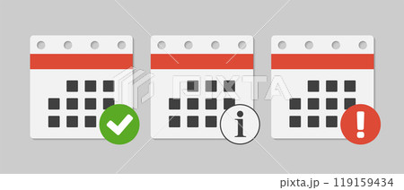 Icon calendar - popup message check, info, error 119159434