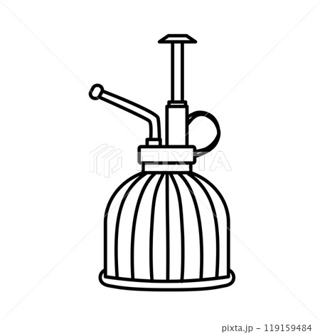 Isolated outline plant spray gun icon. Retro watering can. Gardening tool. Isolated outline plant spray gun icon. Retro watering can. Gardening tool. 119159484