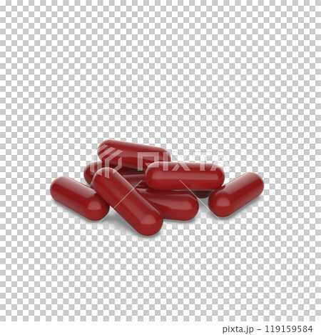 red pills isolated on white background 119159584
