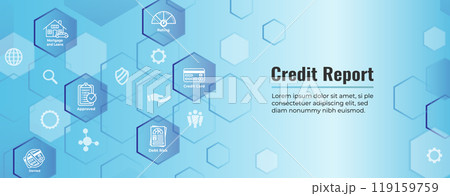 Credit Report Web Banner for Personal Loan or Mortgage 119159759
